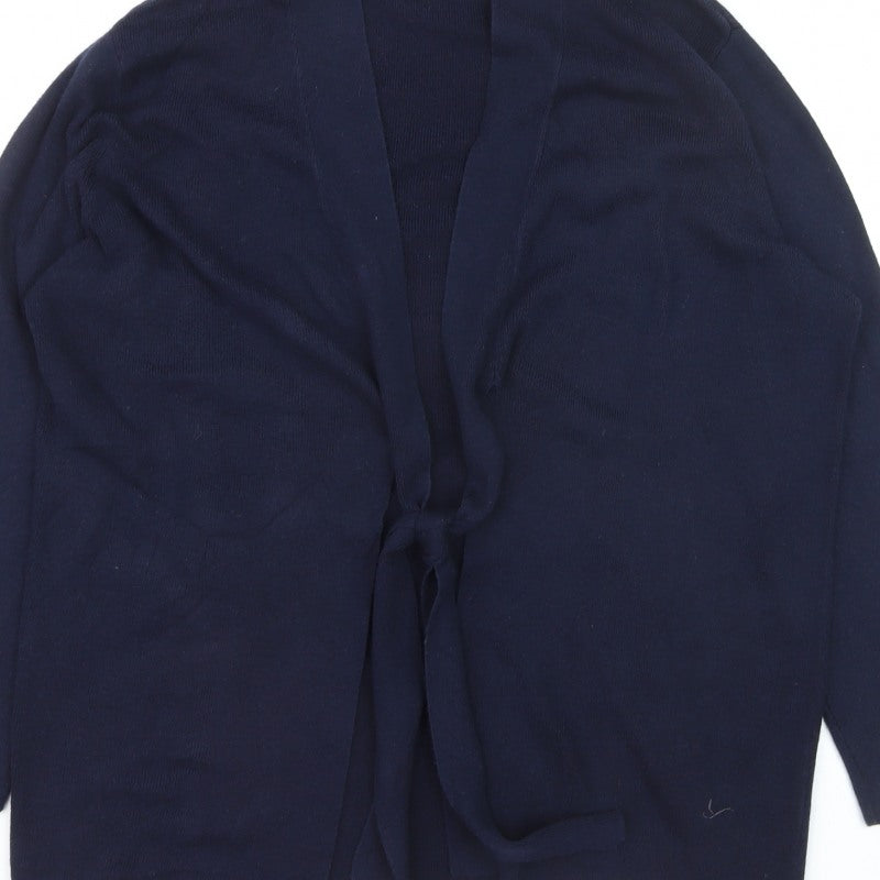 Monsoon Women Blue L Long Sleeve Open Knit Cardigan