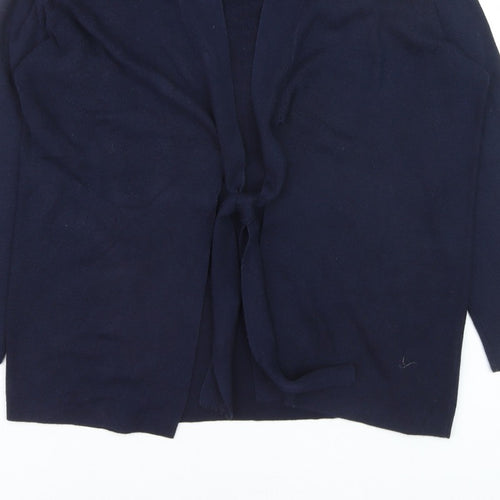 Monsoon Women Blue L Long Sleeve Open Knit Cardigan