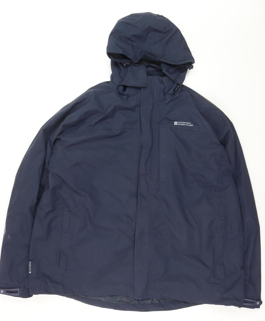 Mountain Warehouse Men's Blue 3XL Waterproof Hooded Parka Jacket