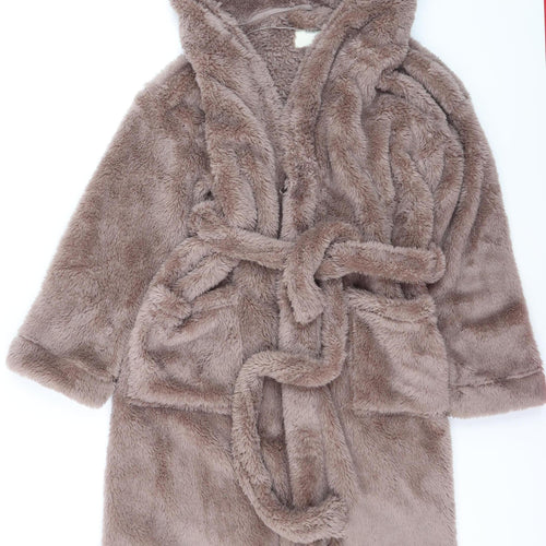 Marks and Spencer Women's Brown Fleece Hooded Robe Size S