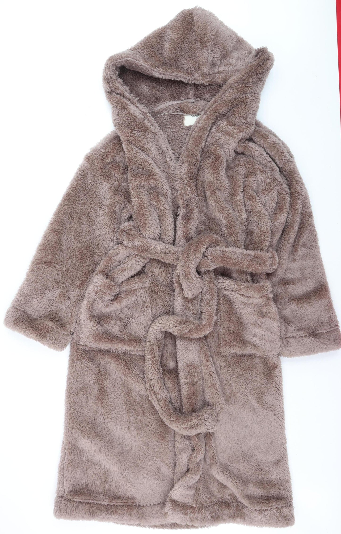 Marks and Spencer Women's Brown Fleece Hooded Robe Size S