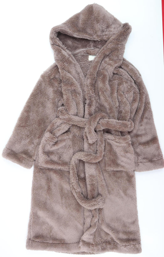 Marks and Spencer Women's Brown Fleece Hooded Robe Size S