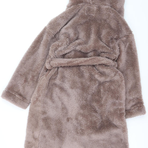 Marks and Spencer Women's Brown Fleece Hooded Robe Size S