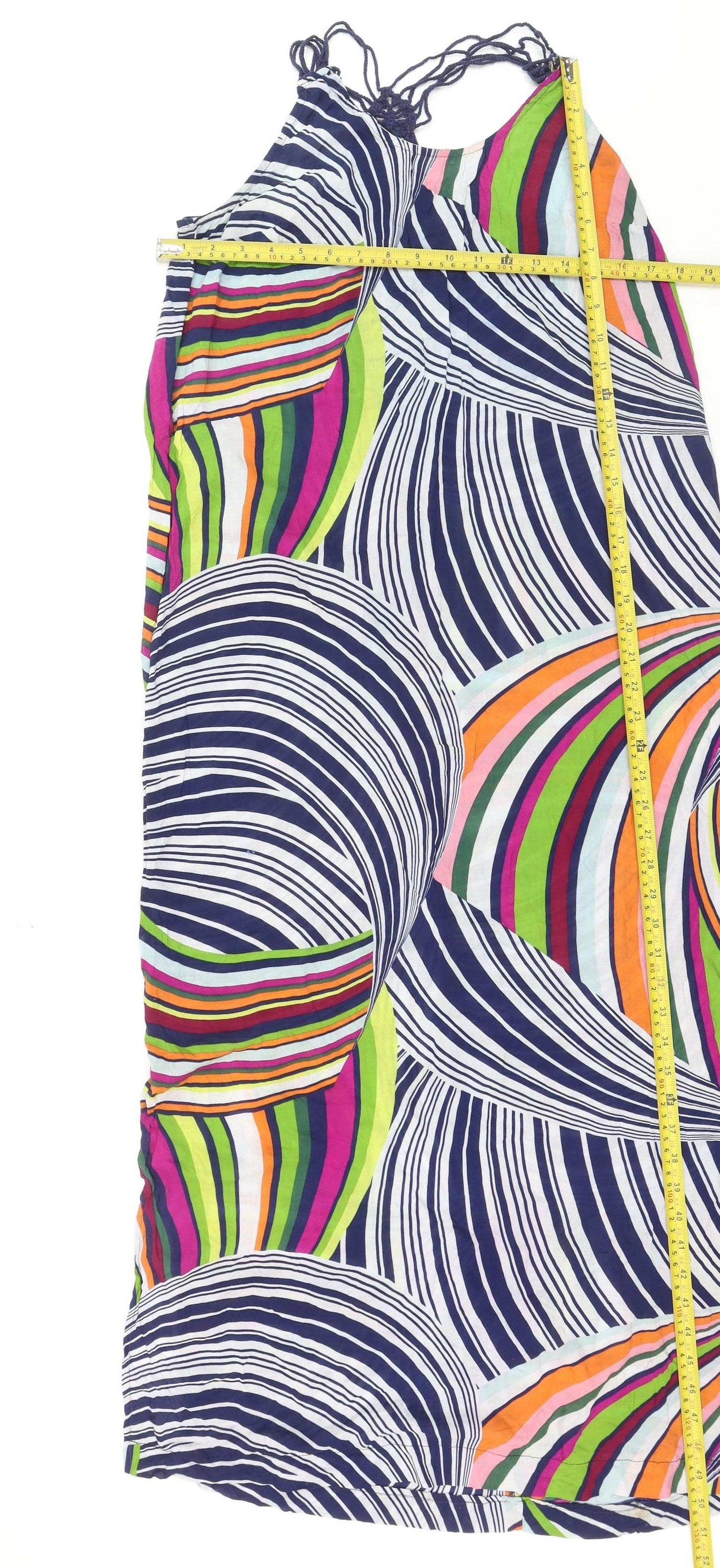 Next Women’s Multicoloured Halter Midi Slip Dress Size 14 Summer Beach Style