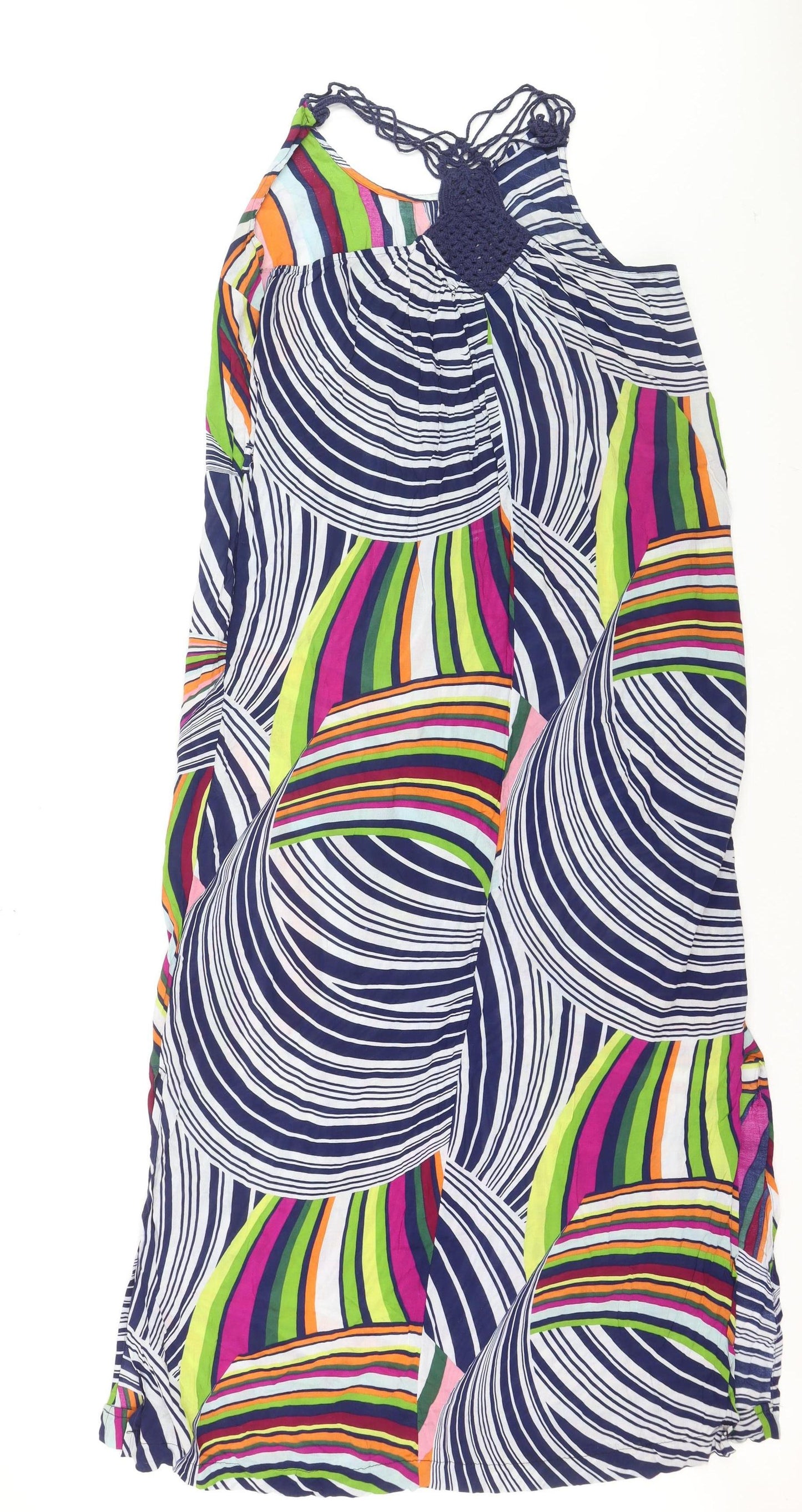 Next Women’s Multicoloured Halter Midi Slip Dress Size 14 Summer Beach Style