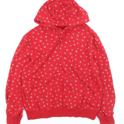 Esmara Women's Red Snowflake Pullover Hoodie Size S Winter Fleece