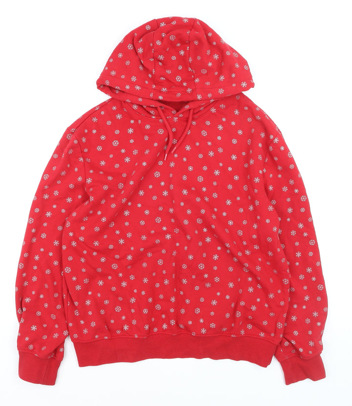 Esmara Women's Red Snowflake Pullover Hoodie Size S Winter Fleece