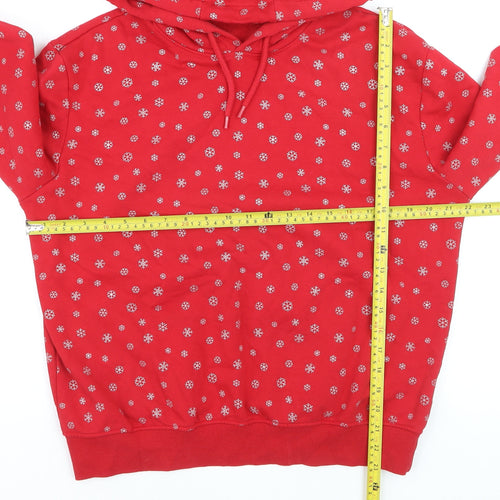Esmara Women's Red Snowflake Pullover Hoodie Size S Winter Fleece