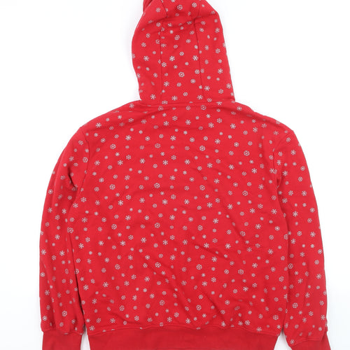 Esmara Women's Red Snowflake Pullover Hoodie Size S Winter Fleece
