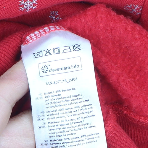 Esmara Women's Red Snowflake Pullover Hoodie Size S Winter Fleece