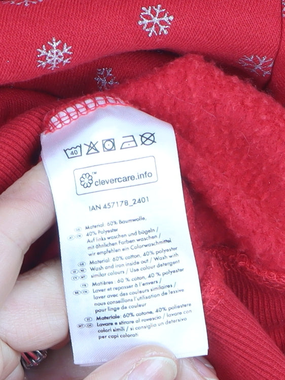 Esmara Women's Red Snowflake Pullover Hoodie Size S Winter Fleece