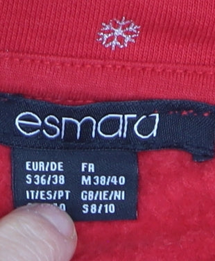 Esmara Women's Red Snowflake Pullover Hoodie Size S Winter Fleece