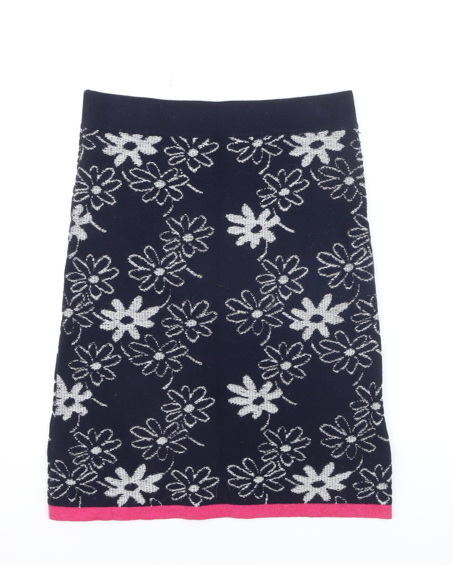 White Stuff Women's Blue Floral Knit Pencil Skirt Size 10