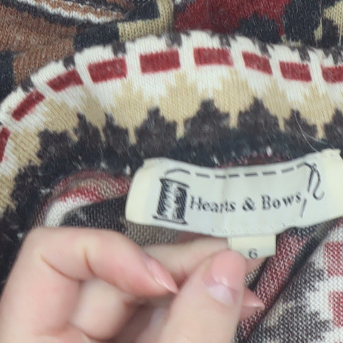 Hearts & Bows Women Brown Aztec Knit Mini Skirt Size 6 Stretch