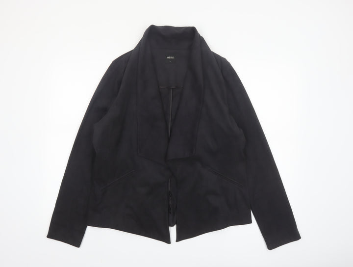 Oasis Women's Black L Lightweight Open Draped Jacket