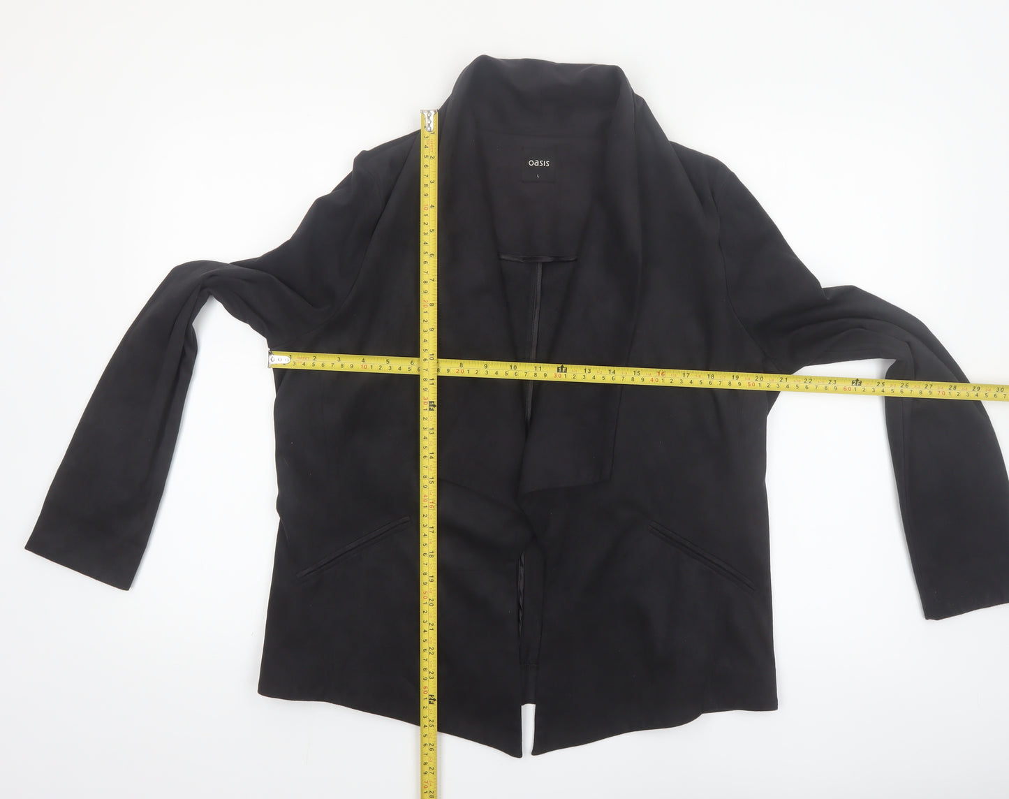 Oasis Women's Black L Lightweight Open Draped Jacket