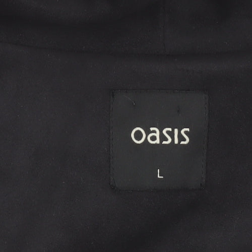 Oasis Women's Black L Lightweight Open Draped Jacket