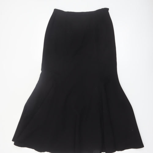 Jaeger Women Black Wool Midi Trumpet Skirt Size 8