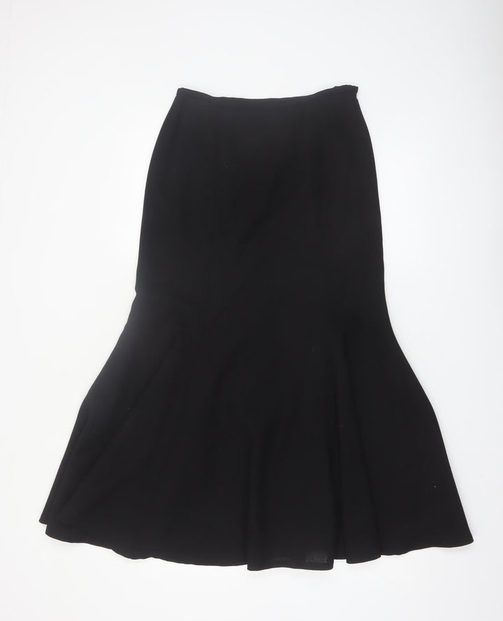 Jaeger Women Black Wool Midi Trumpet Skirt Size 8