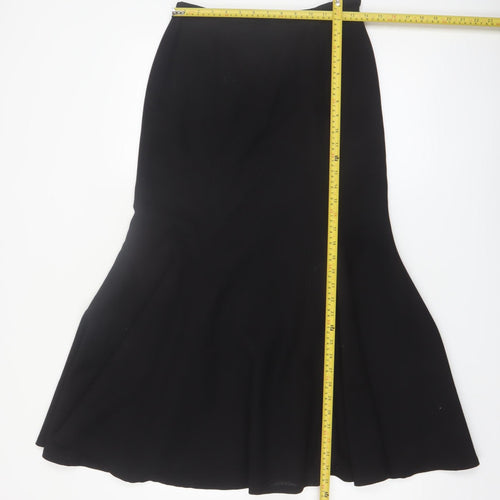 Jaeger Women Black Wool Midi Trumpet Skirt Size 8