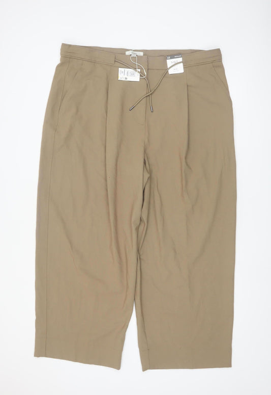 Marks and Spencer Women’s Beige Cropped Wide-Leg Trousers Size 22