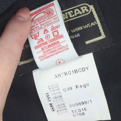 Arco Mens Black 38 Regular Workwear Trousers Polyester Cotton