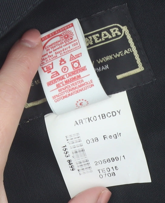 Arco Mens Black 38 Regular Workwear Trousers Polyester Cotton