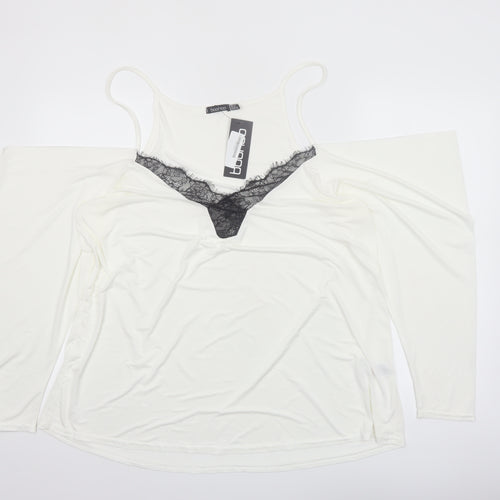 Boohoo Womens Ivory Lace Cold Shoulder Blouse Size 18