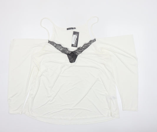 Boohoo Womens Ivory Lace Cold Shoulder Blouse Size 18