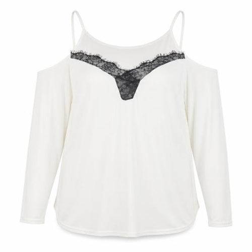 Boohoo Womens Ivory Lace Cold Shoulder Blouse Size 18