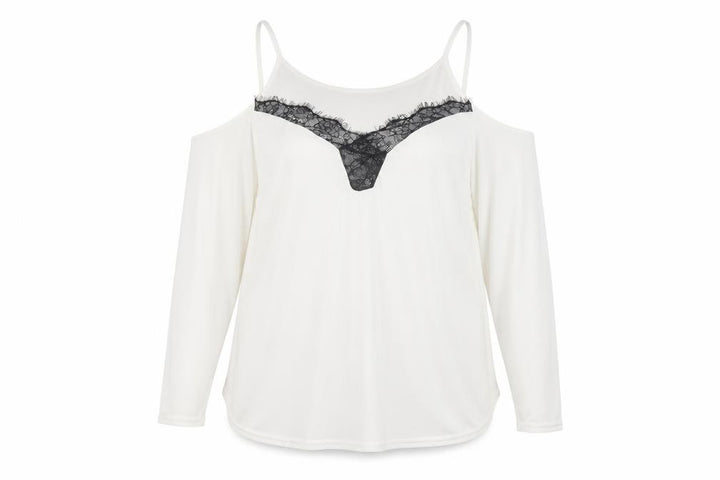 Boohoo Womens Ivory Lace Cold Shoulder Blouse Size 18