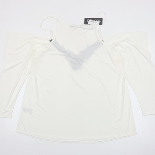 Boohoo Womens Ivory Lace Cold Shoulder Blouse Size 18