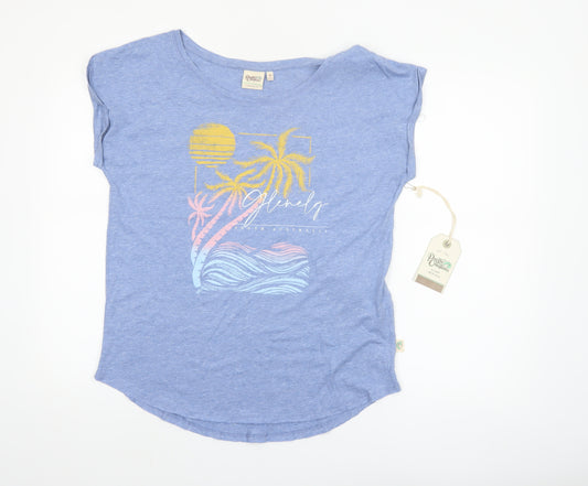 Pacific Creations Women Blue Graphic Print T-Shirt Medium