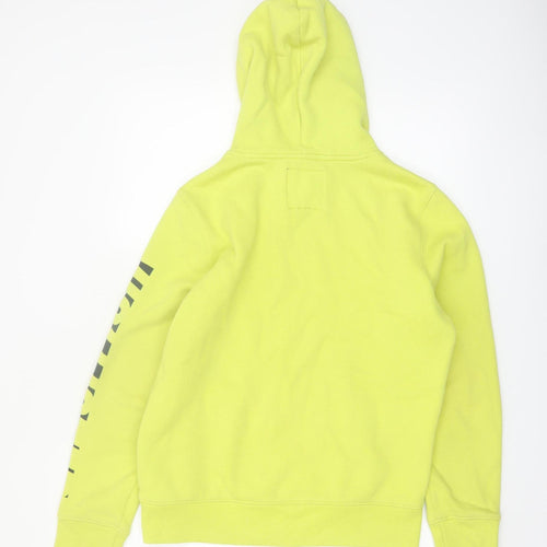 Hollister Men’s Yellow Pullover Hoodie S Fleece Logo Print