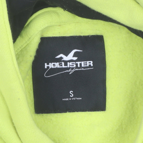 Hollister Men’s Yellow Pullover Hoodie S Fleece Logo Print