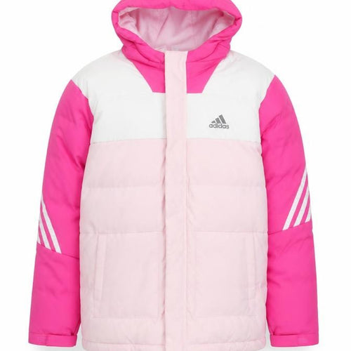 Adidas Girls Pink Hooded Puffer Jacket 13-14 Years Insulated Winter Coat