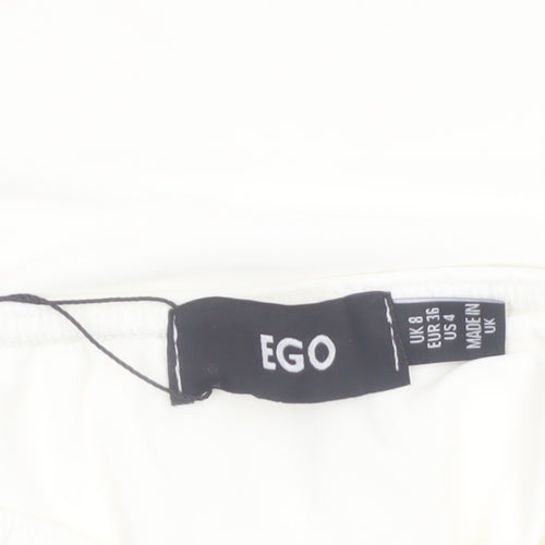 EGO Women's White Size 8 Short Pencil Skirt Polyester Blend