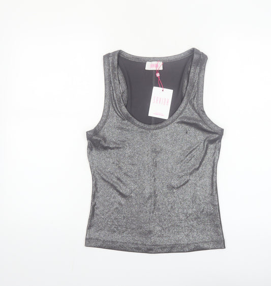 Savida Women Silver Tank Top Size 12 Slim Fit Stretch Jersey