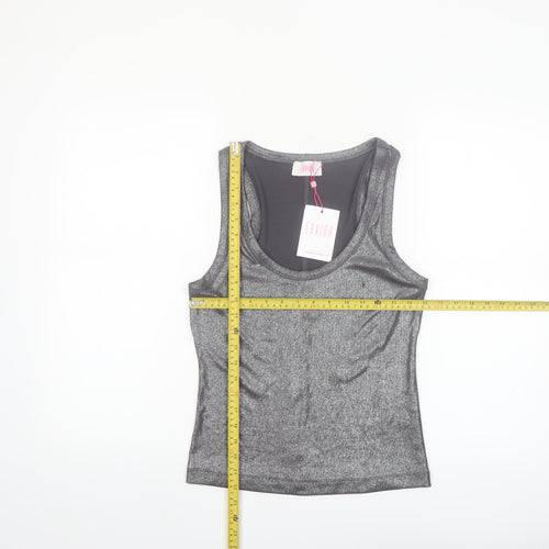Savida Women Silver Tank Top Size 12 Slim Fit Stretch Jersey