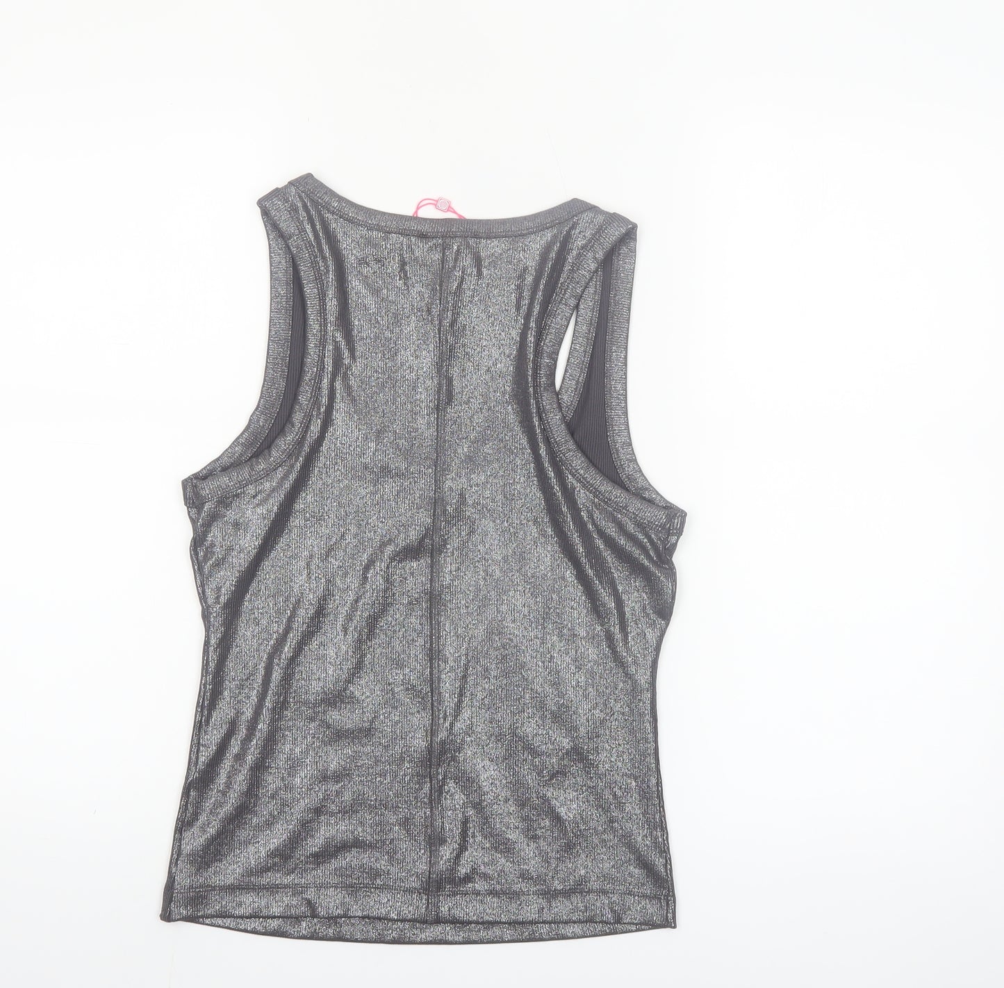 Savida Women Silver Tank Top Size 12 Slim Fit Stretch Jersey