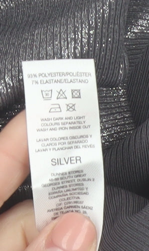 Savida Women Silver Tank Top Size 12 Slim Fit Stretch Jersey