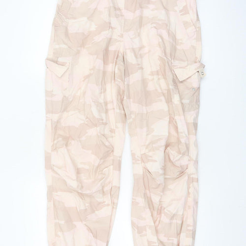 Next Women's Beige Camouflage Cargo Trousers XS Long Cotton