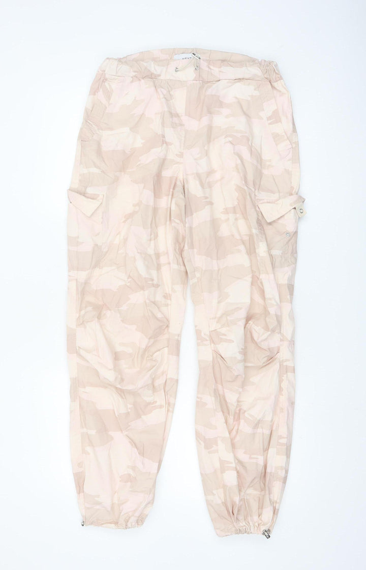 Next Women's Beige Camouflage Cargo Trousers XS Long Cotton