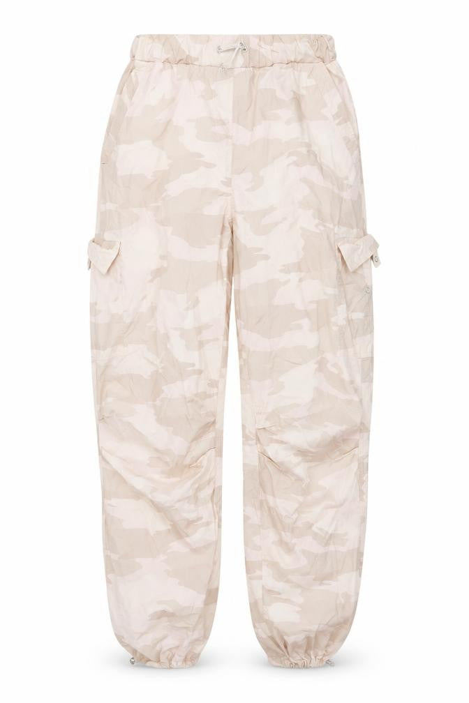 Front view of Next Women's Beige Camouflage Cargo Trousers XS Long Cotton