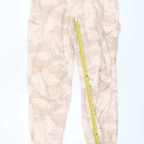 Next Women's Beige Camouflage Cargo Trousers XS Long Cotton