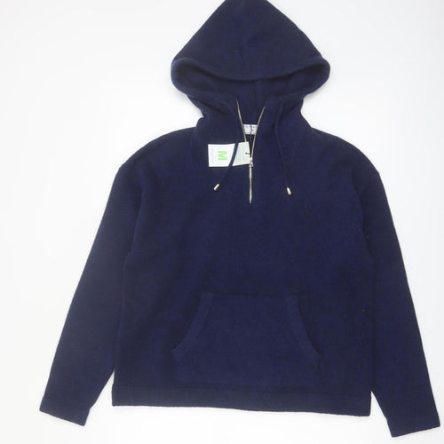 Primark Women Blue M Full Zip Hooded Wool Blend Jumper