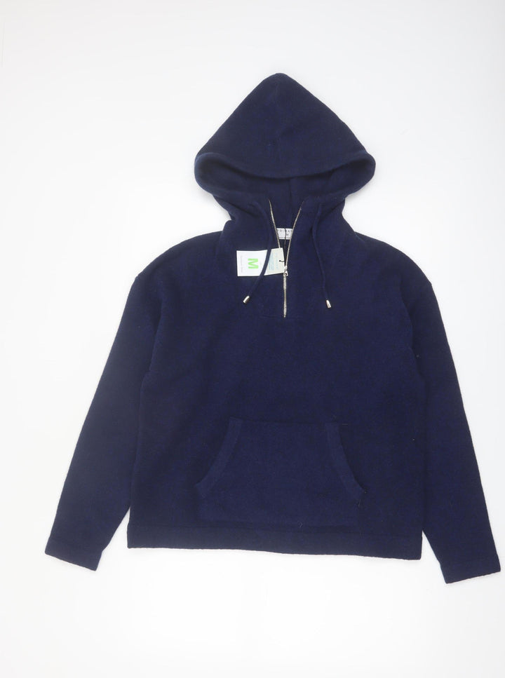 Primark Women Blue M Full Zip Hooded Wool Blend Jumper