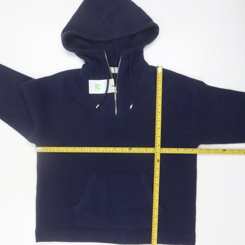 Primark Women Blue M Full Zip Hooded Wool Blend Jumper