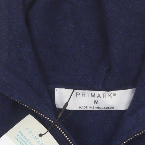 Primark Women Blue M Full Zip Hooded Wool Blend Jumper