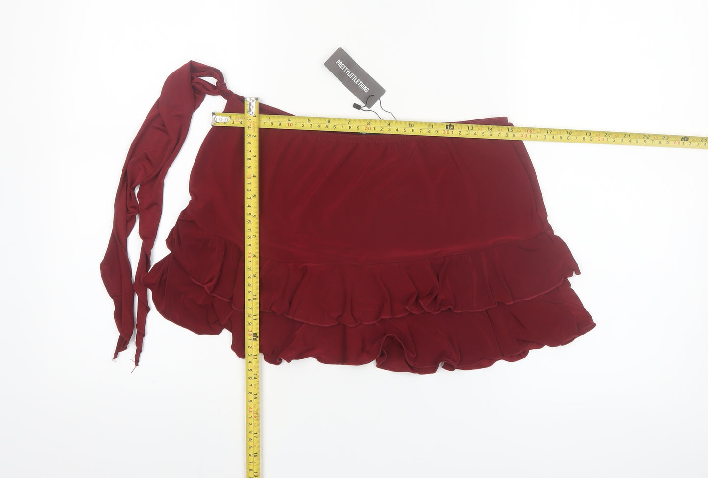 PrettyLittleThing Womens Red Size 12 Ruffle Wrap Mini Skirt